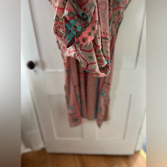 Swami Gear Women’s Silk Blend Pink Printed Caftan Dress Size Medium Large - Picture 7 of 8